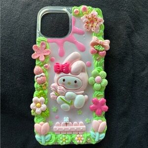 Cute my melody Floral Phone Case with Pink and Green Accents